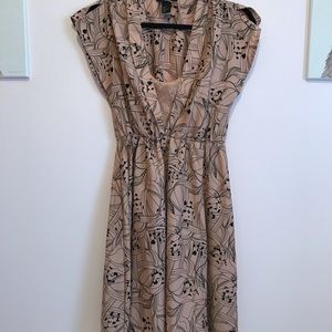 H&M midi dress blush pink and black.